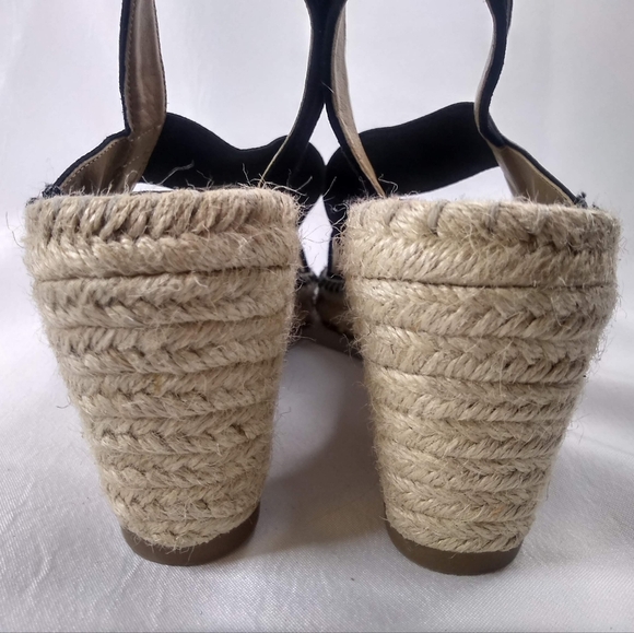 Adrienne Vittadini Black Espadrille Wedge Sandals - Picture 2 of 9